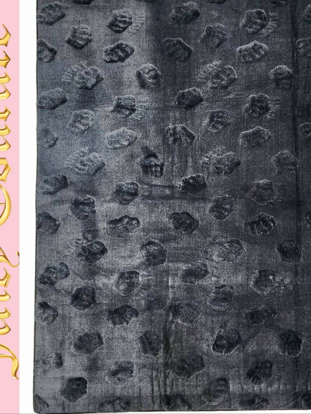 Juicy Couture Home Crown Embossed Plush Area Rug- Black